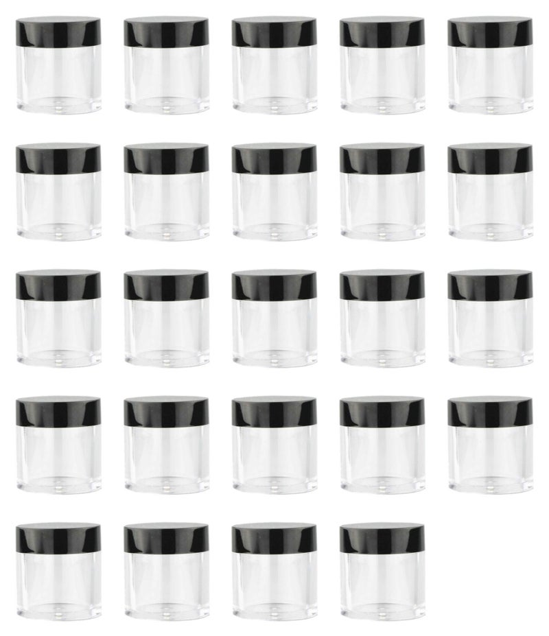 XICHEN 24 Pieces 10G10ML Clear Plastic Cosmetic Round Container Jars with BLACK Lids